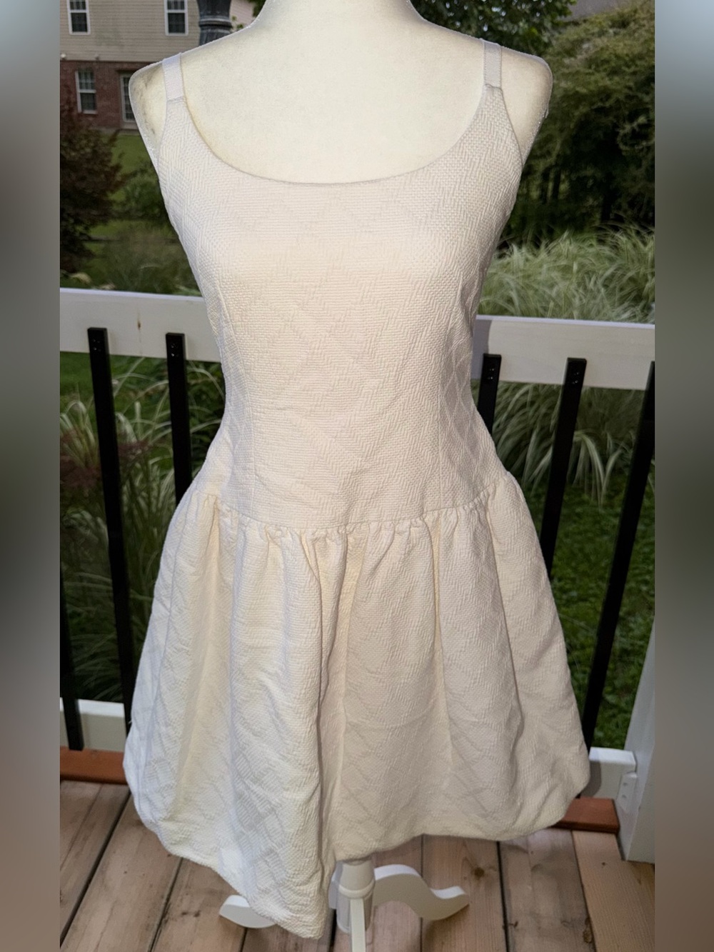 Vintage BILL BLASS Textured Ivory Cotton Puff Cocktail Wedding Reception Dress